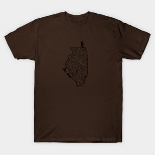 Get Lost Hiking Topographic Art Hike Illinois State Map T-Shirt